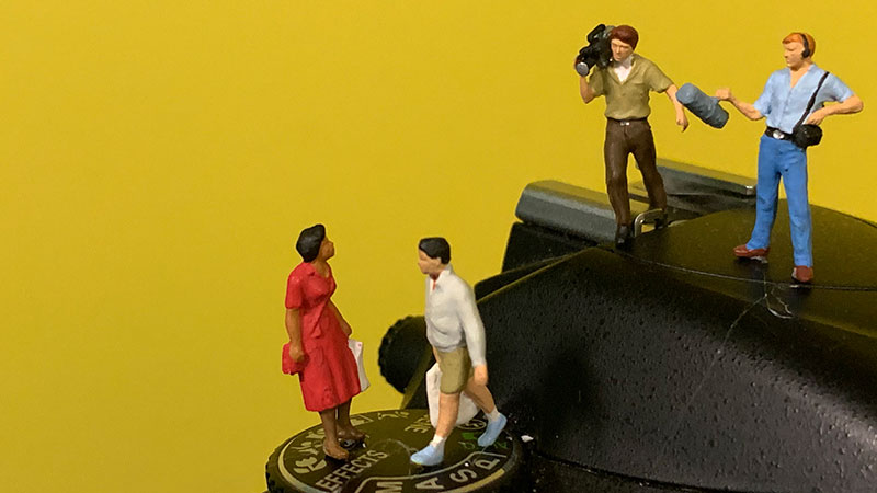 miniature figures on camera